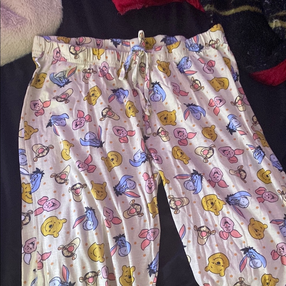 Disney Pajama Bottoms - White with Yellow, Pink, and Blue Characters